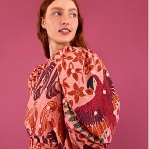 FARM Rio Ainika Macaw Pink Puff Sleeve S